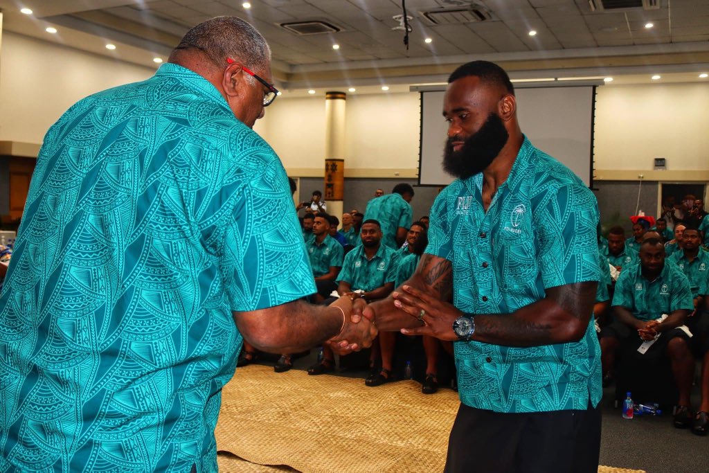 fijirugby's tweet photo. Jersey Presentation 🇫🇯 and i-tatau. 
#FIJIWaterFlyingFijians #FIJIWater #duavataveilomanirakavi https://t.co/Jo4g8gZkxs