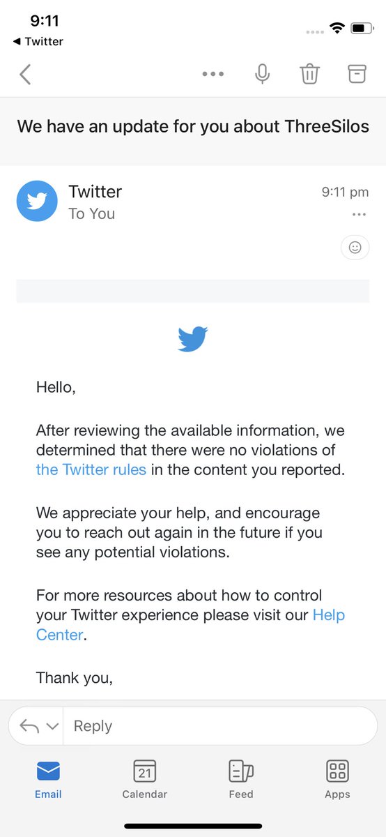 JaneCaro's tweet photo. So, I reported a tweet where I was called a pedophile. This is Twitter’s response. I wonder what they have to say to you to get any consequences? https://t.co/mQHrLe1QzK