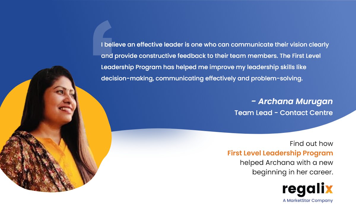 The First Level Leadership Program has been a transformational experience for Archana, enhancing her leadership qualities and helping her gain a clear understanding of the importance of team collaboration.
#FirstLevelLeadershipProgram #LifeAtRegalix #Development #Leadership