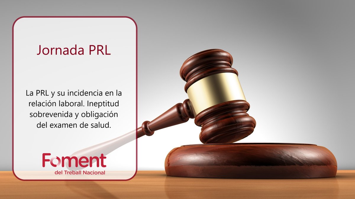 FOMENTPRL's tweet photo. Ya está disponible el material audiovisual de la jornada "La #PRL y su incidencia en la relación laboral. Ineptitud sobrevenida y obligación del examen de salud" ¡Consúltalo! con el apoyo @treballcat https://t.co/JdHcuvofyk https://t.co/BUoER0UR4H