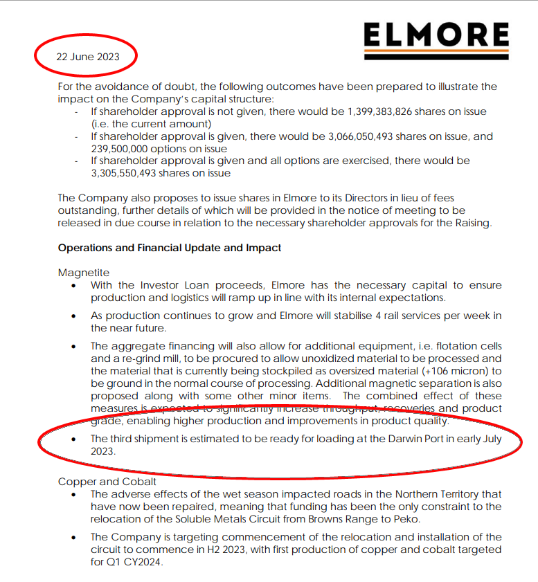 HarryStrang2's tweet photo. So you mean the early part of late July  @ElmoreLtd?

$ELE $ELE #ASX https://t.co/SgT10pKcjc