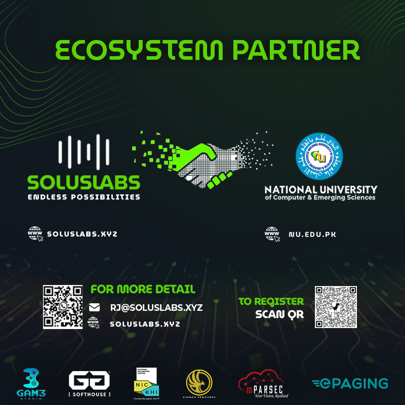 SolusLabsVC's tweet photo. 📢 Exciting Announcement! 📷

We are pleased to Welcome @FAST_NUCES 
National University of Computer &amp; Emerging Sciences In Solus Labs Hackfest 2023 South East Asia
#incubation #startups #fundraising #Web3Startup #HackFest #IncubationProgram #Entrepreneurship  #Web3Revolution https://t.co/hQx08hfT8y