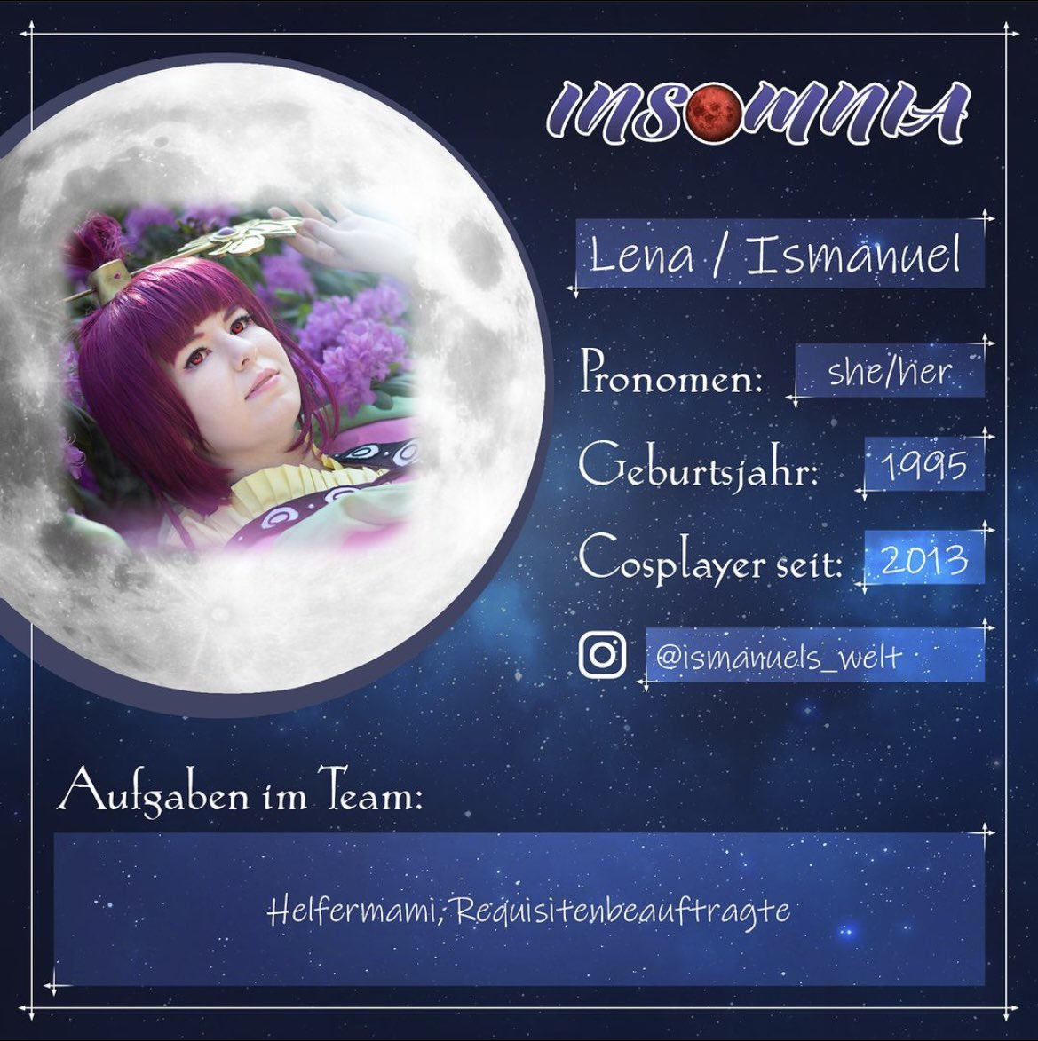 Insomnia_Show's tweet photo. Es geht weiter mit unserer lieben Helfermama ismanuels_welt (insta)☺️ Bei diesem Stück kümmert sie sich, dass alle Requisiten zur rechten Zeit am Ort sind und koordiniert bei den Trainings, was noch zu organisieren ist.  Sie scheucht den cast regelmäßig von den Requisiten weg 😁 https://t.co/KDO2gZJA1c