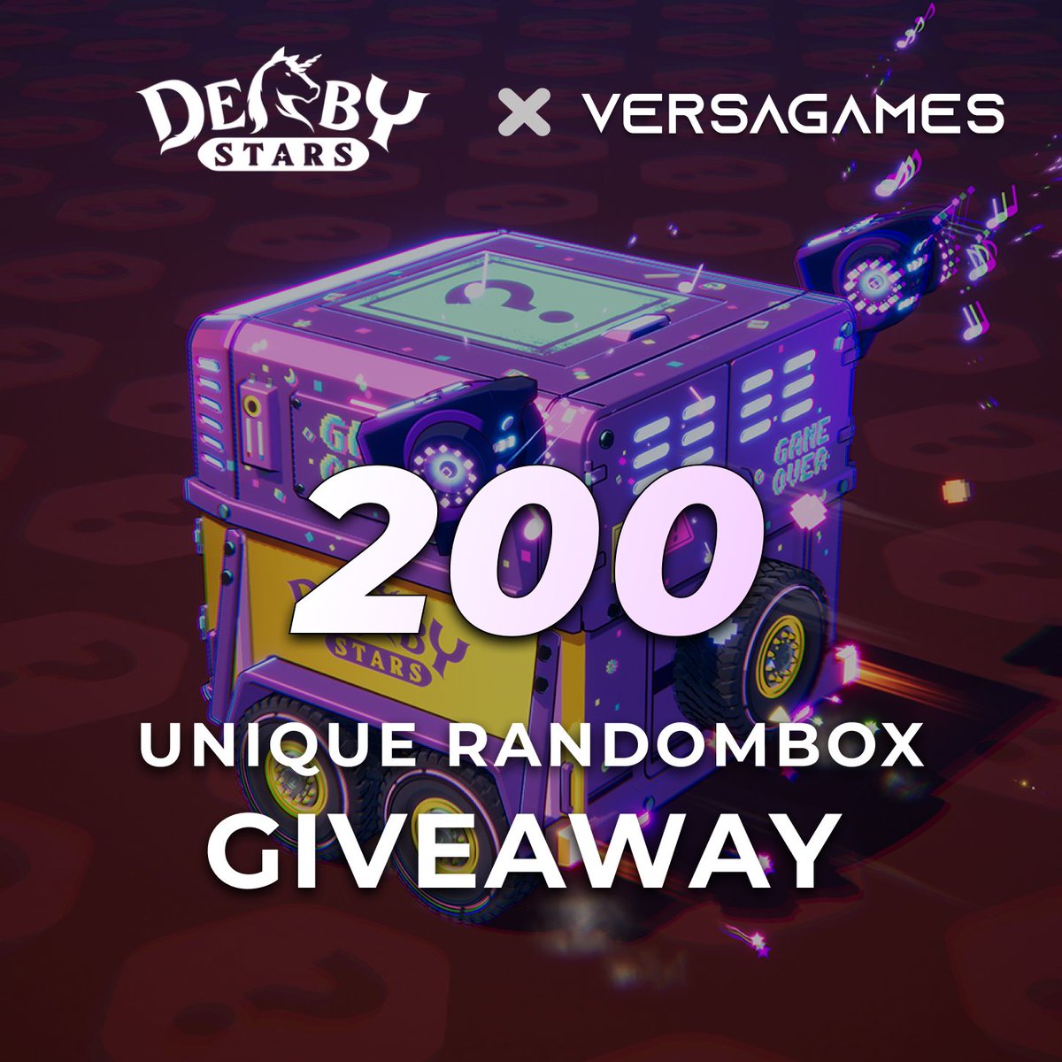 🔥Derby Stars x VersaGames🔥

📢To celebrate Derby Stars’ Alpha Launch on August 7th, we’re giving away 200 Unique Random Box NFTs!📢

To join:
✅Like + RT
✅Follow: <a href="/VersaGamesHQ/">VersaGames</a> &amp; <a href="/DerbyStars_HQ/">Derby Stars</a>
✅Fill out form: forms.gle/adDd8GebA51mus… 
This campaign will run till July 29th⏲