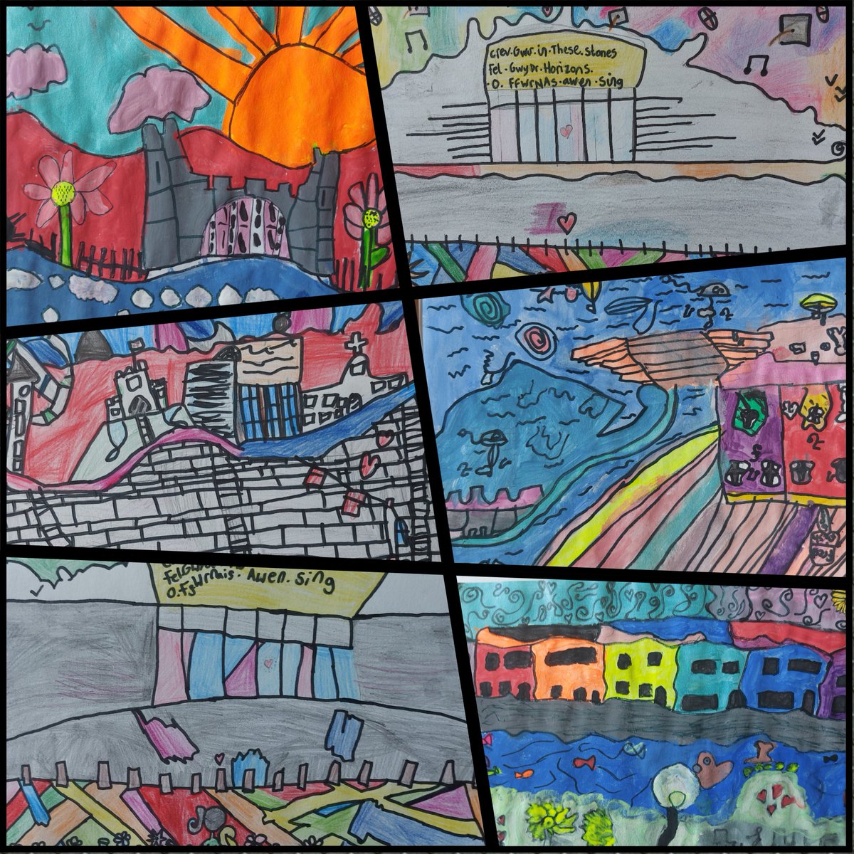 PembrokePrimary's tweet image. Dosbarth Plynlimon have been studying the artwork of Rhiannon Roberts. They loved using her style to create their own artwork, using different media. @rhiannon_art  #expressive_arts @sewalesEAS
