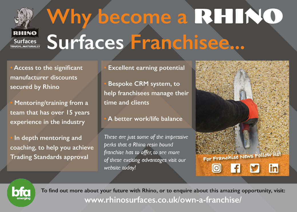 Build a future for yourself, not by yourself!

To find out more about this incredible opportunity visit our website today: rhinosurfaces.com/own-a-franchis…

Contact us for more information
📞01933 276998
📧 rhinoinfo@btinternet.com

#sustainability #UKFranchising #bfa #civvystreet
