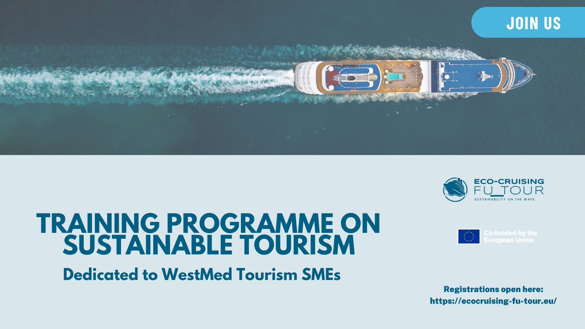 📣Calling all #Tourism SMEs in the WestMED region: Earn a certificate in #SustainableTourism with our FREE, 25-hour, online course! 🚀Join our program now and discover the secrets to protecting our planet's resources and creating resilient destinations. rb.gy/0ll1w