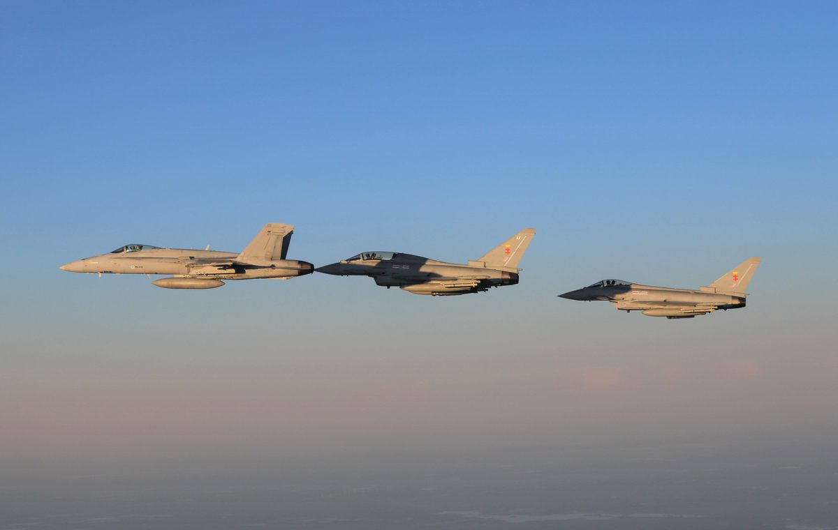 The Finnish Air Force Hornets and @RoyalAirForce Eurofighter Typhoons to train together in the #JoutsenStrike Exercise on 24.-27.7. The Typhoons will operate from the Pirkkala Air Base. Read more: https://t.co/yij0sgmtZ5
#ilmavoimat https://t.co/PHX5oPQnIE