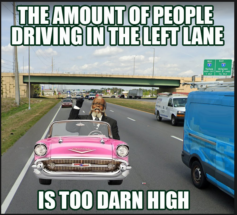 PolkCoSheriff's tweet photo. Do your business in the left lane then move over. If two cars are driving alongside each other and impeding the flow of traffic behind them, that's a problem. 

#PCSO 
#BeCourteous 
#BeSafe https://t.co/XIXRmiyqwN