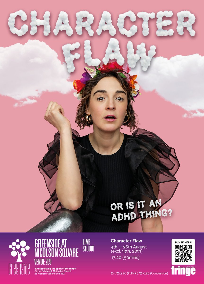 <a href="/solo_joans/">Sophie Joans</a> <a href="/edfringe/">Edinburgh Festival Fringe</a> Come see 'Character Flaw'! 
Unapologetically Neurodiverse and Queer adventure into a life with ADHD - Guaranteed to make you laugh, and maybe shed the odd tear! 
Amazing dir. <a href="/NatKennedy2/">Nat Kennedy</a> has brought in lots of clowning too! 4-26 Aug / 5.20 #fillyerboots 
tickets.edfringe.com/whats-on/chara…