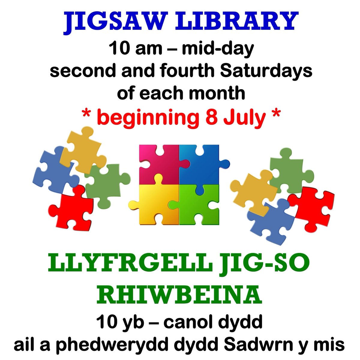 The Jigsaw Library is back tomorrow!