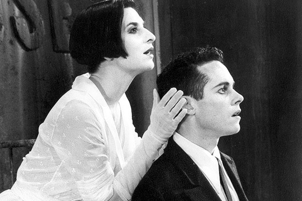 HamFuneral's tweet photo. Pamela Rabe and Tyler Coppin in STC’s landmark 1989 production of Patrick White’s “The Ham Funeral”. Coppin’s wide-eyed, slightly fey lead performance was disdained by some critics - White (rightly) gave a characteristically forceful rebuke!
#patrickwhite #austheatre https://t.co/fEW3Zh7fH1