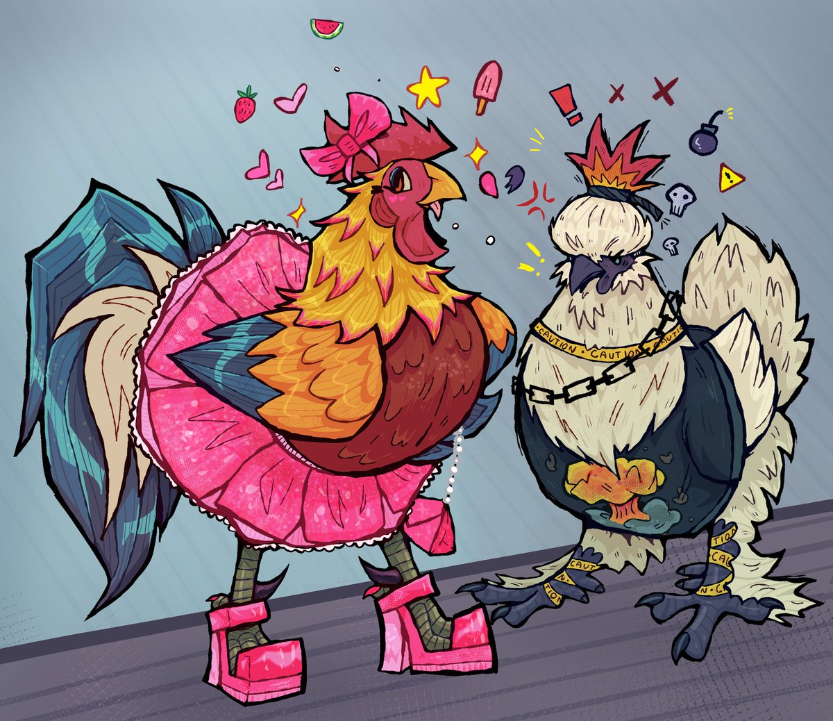 badrechicken's tweet photo. chickens going to the movies #BarbieTheMovie #Oppenheimer #Barbenheimer https://t.co/Hg4SkOF3oO