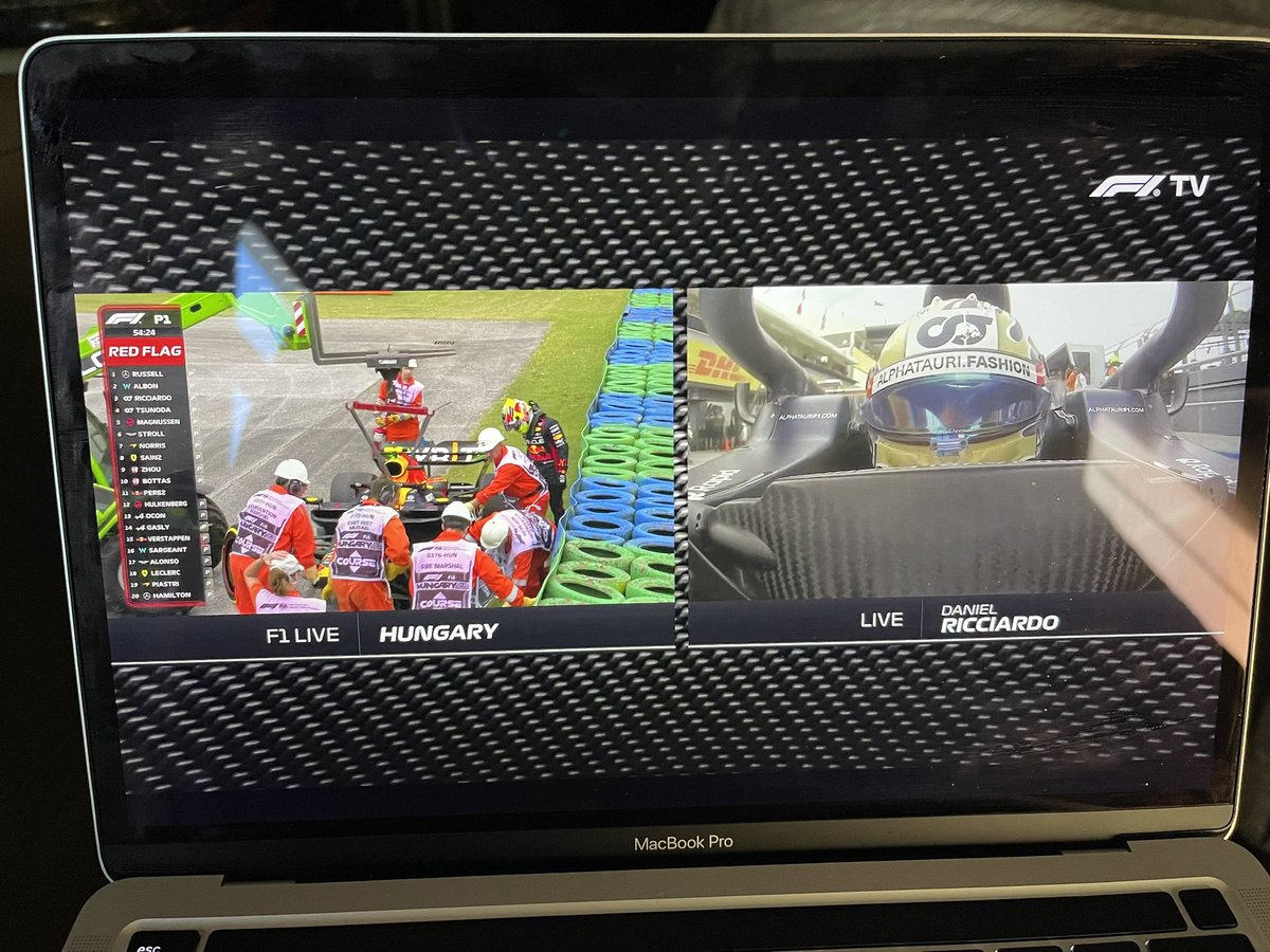 soberFwon's tweet photo. @danielricciardo is coming for @SChecoPerez’s seat. 2 minutes into FP1 and Checo’s in the wall….. https://t.co/BTHAFsY75O