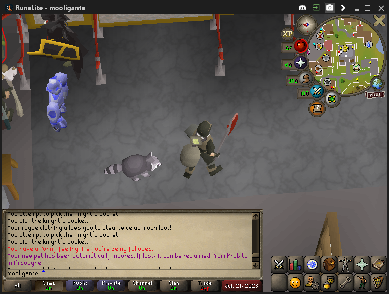 mooligante's tweet photo. hey! i get today a pet rocky i'm so glade be happy now my first pet 95 thieving #osrs #runescape 😇😘���🩷 https://t.co/SL6mMQCq7y