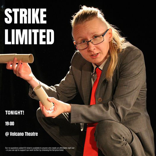 Thank you to our brilliant #openingnight audience for #strikelimited last night. A resourceful bunch with a touch of anarchy.

<a href="/SaraLHeart/">Sara/Sam Hartel</a> is back tonight to train up a new cohort...

cutt.ly/strikelimited