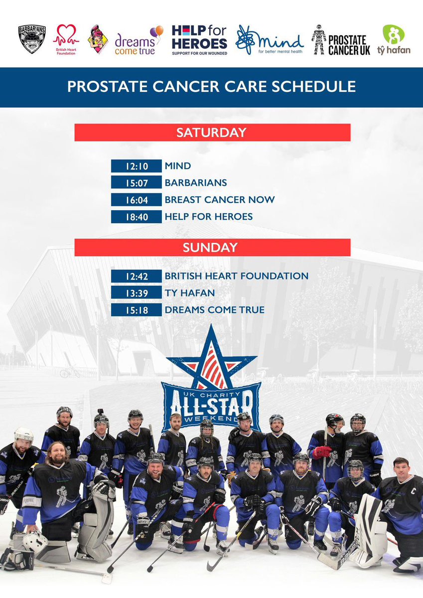 PCUK Ice hockey take to the ice at the following times. If you would like to come down and support tickets will be available on the door. £5 for a weekend ticket and £3 for a day ticket.

Come and show your support and join the weekends fun at the <a href="/ukfallstars/">UK Charity Allstars</a> Weekend.