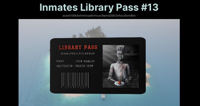 @InmatesOTWT Picked up my Library Pass Lucky #13
Minted in $Smokes
It will pay for itself by staking it in my cell!

#AdaInmates #OnlyTimeWillTell @adainmates #Cardano #CardanoNFTs #NFT #CNFT #CNFTCommunity #CNFTProject