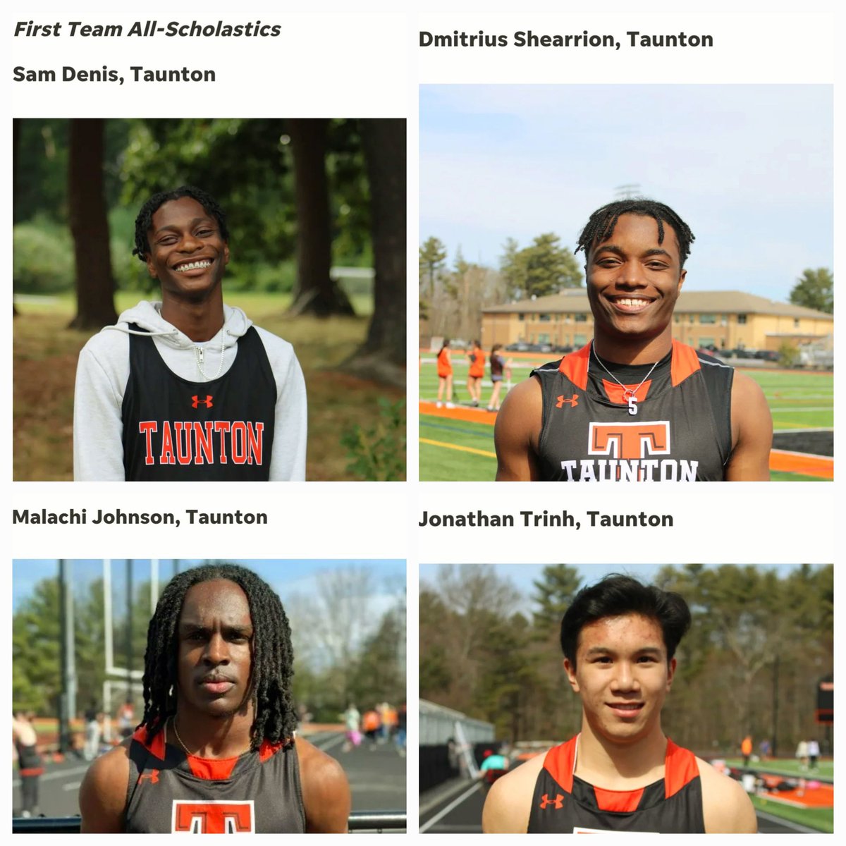 Michael Fox (@thscoachfox) on Twitter photo <a href="/THSXCTF/">Taunton Track & XC</a> placing five members onto the 2023 Taunton Daily Gazette Boys Track & Field All-Scholastics Team. This quartet earning First Team awards along with Anthony Pettijohn who took Second Team honors. (📸 credit to Heather Dunham) <a href="/thstvstudio/">THS TV Studio</a> @tauntonhstigers <a href="/TauntonHS/">Taunton High School</a> <a href="/THSXCTF/">Taunton Track & XC</a> placing five members onto the 2023 Taunton Daily Gazette Boys Track & Field All-Scholastics Team. This quartet earning First Team awards along with Anthony Pettijohn who took Second Team honors. (📸 credit to Heather Dunham) <a href="/thstvstudio/">THS TV Studio</a> @tauntonhstigers <a href="/TauntonHS/">Taunton High School</a>