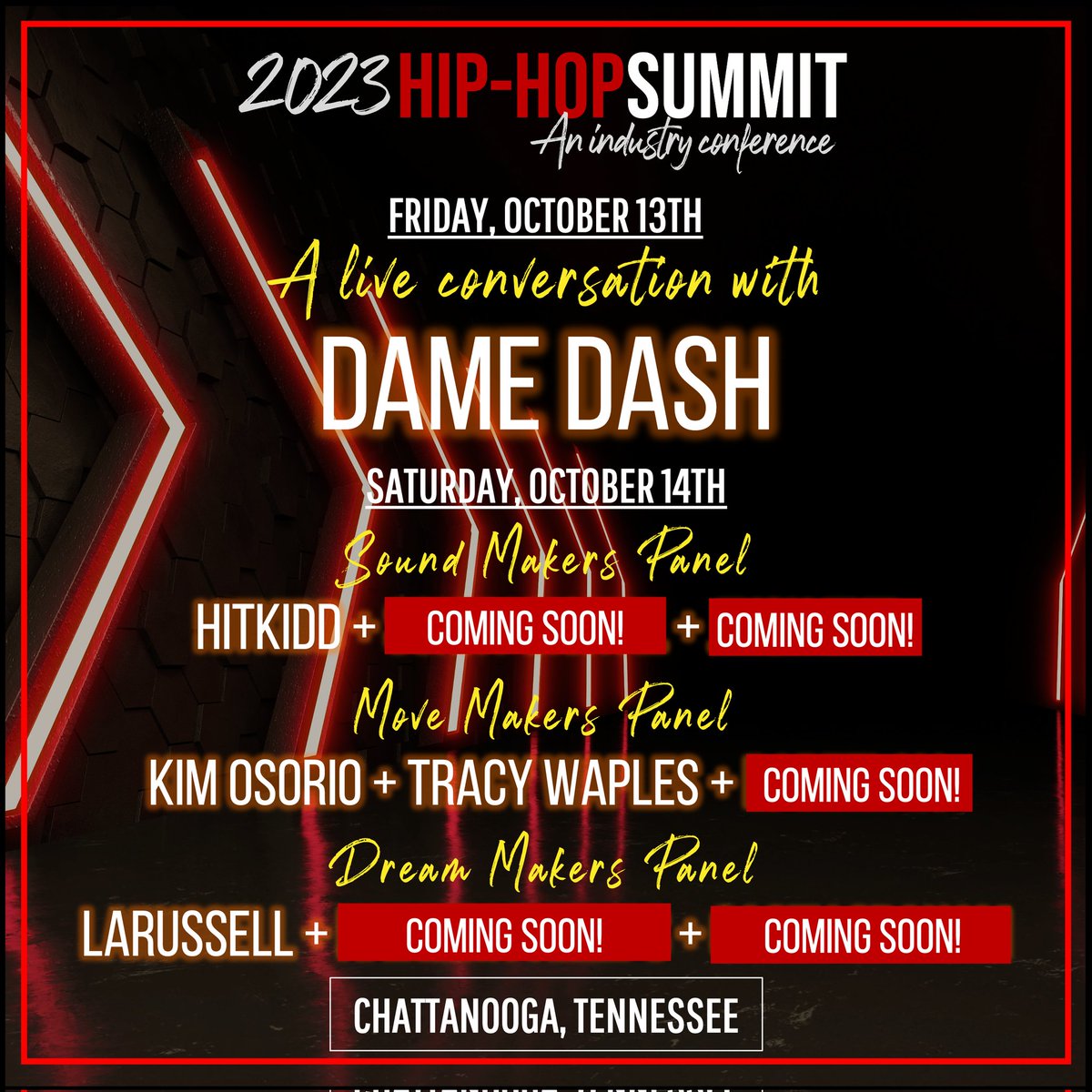 🚨🚨🚨 ANNOUNCEMENT: The one and only Dame Dash is coming to Chattanooga on October 13th! This will be THE premier event of the fall, so grab your Early Access ticket while you can! eventbrite.com/e/a-conversati…