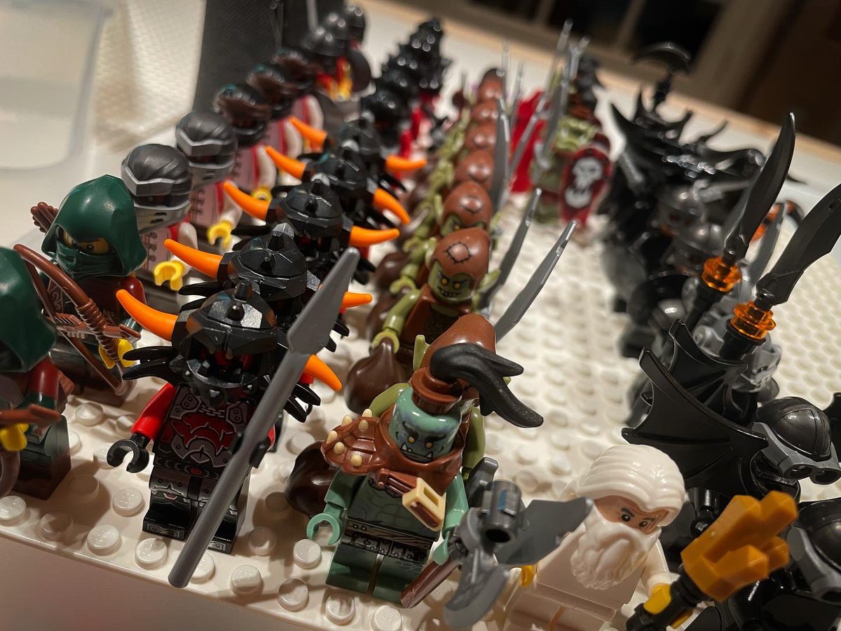 #legolordoftherings minifigs are VERY expensive. Being creative using #legominifigures from other series or create #legoorc We know its over the top🤣, but he looks fierce enough!💪🏻 a force of evil for sure. Work for another #brickmap with a big battle #lego #legophotography