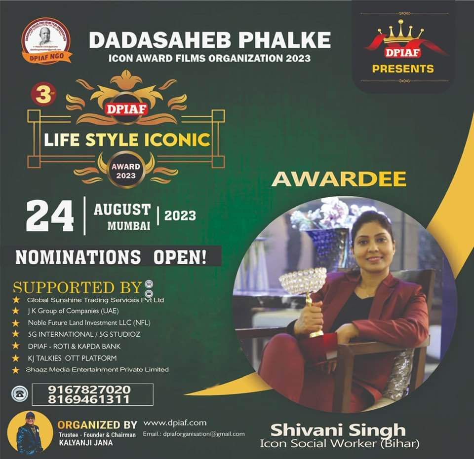 shivaniactivist's tweet photo. मित्रों आप सबों को बताते हुवे ख़ुशी हो रही है कि मुझे “दादा साहब फाल्के आईकॉन अवॉर्ड2023” के लिए nominate किया गया है….हर मान-सम्मान हमें हमारी ज़िम्मेदारियों का एहसास दिलाने के साथ-साथ सही दिशा में कार्य करने के लिए सकारात्मक ऊर्जा प्रदान करती है।
#thankyousomuch#mr https://t.co/4CTrs1bAtL