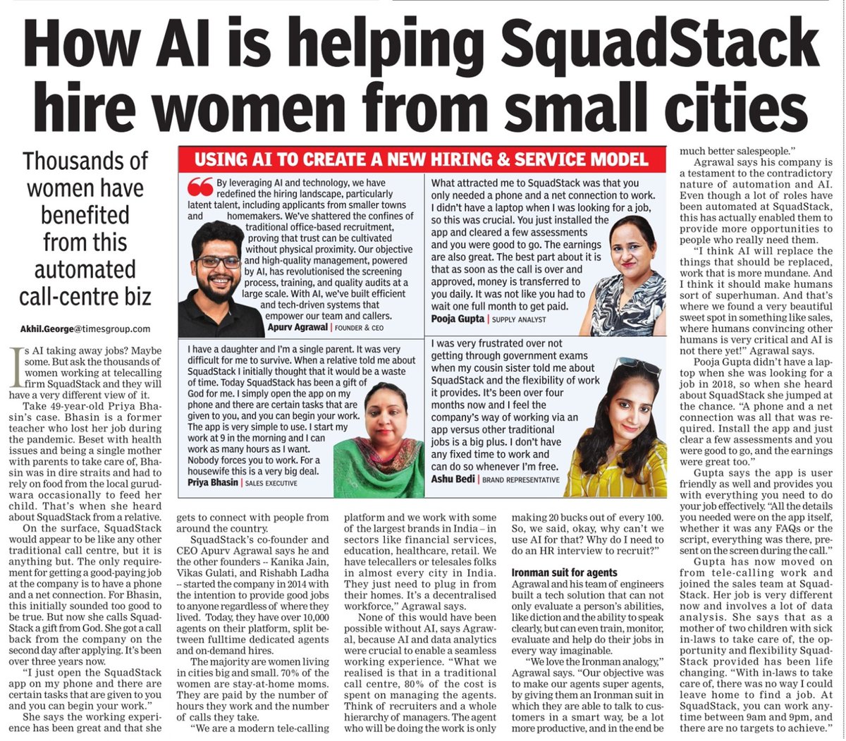 In this inspiring read from <a href="/timesofindia/">The Times Of India</a>, our portfolio company @SquadStackTeam highlights how the company is leveraging the power of artificial intelligence to enhance diversity and inclusivity in its workforce.

👉🏽 The Challenge: The tech industry has long struggled with