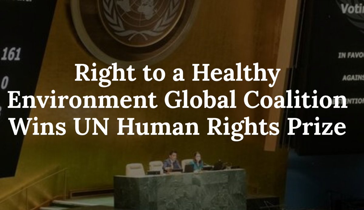 👏 Applause and appreciation to the Right to a Healthy Environment Coalition for being a winner the UN Human Rights Prize. Learn more about the Coalition's work and hear reactions from members: 

healthyenvironmentisaright.org/wp-content/upl…

#HealthyEnvironmentForAll