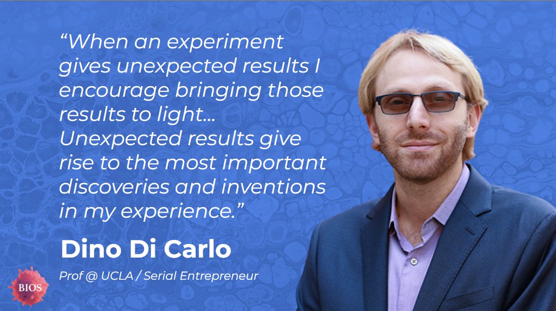 “When an experiment gives unexpected results I encourage bringing those results to light. Unexpected results give rise to the most important discoveries and inventions...”

Dino Di Carlo (@dinodicarlo)— Prof @UCLA 

Shoutout: @VortexBioSci, @Cytovale, @UCLATDG, & more
