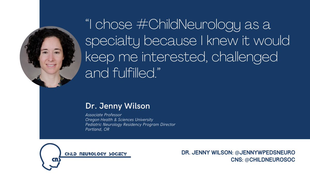 #CNSMeetOurMembers Spotlight: Dr. Jenny Wilson (@JennyWpedsneuro) Dr. Wilson is Associate Professor at Oregon Health & Sciences University and Residency Program Director She sub-specializes in stroke, movement disorders, tone management, cerebral palsy, neurodevelopment 🧵