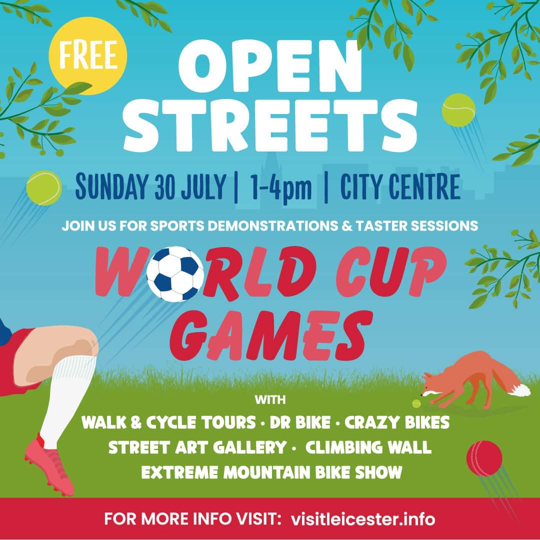 BTSLeicester's tweet photo. 📢 CELEBRATION EVENT ANNOUNCEMENT 📢
Calling all #BeattheStreet players! Join us and @ActiveLeicester at Open Streets on Sunday 30 July, 1 – 4pm as we mark your achievements in the game this year🎉 
Find us at the Leicester Clocktower! 🗺🔍

@CRTEastMidlands 
@Leicester_News https://t.co/BOxl5L7BHN