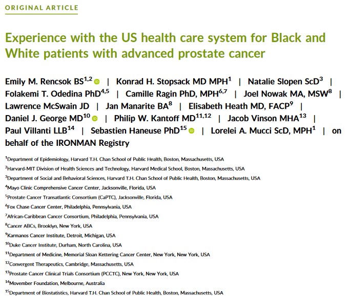 Just Published: Our assessment of differences in reported information about treatment, integration  into care, and respect by self-identified Black and White individuals with advanced #prostatecancer in the US acsjournals.onlinelibrary.wiley.com/doi/epdf/10.10…