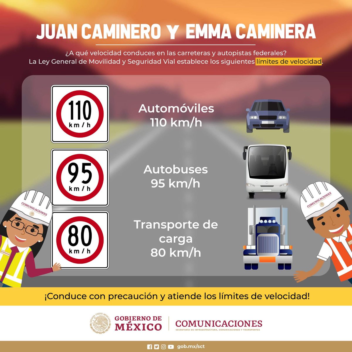 vserment's tweet image. #Entérate
¿A qué velocidad conduces en las carreteras y autopistas federales?
¡Respeta los límites de velocidad y conduce con precaución!
#JuanCaminero #EmmaCaminera #SeguridadVial #ViajaSeguro