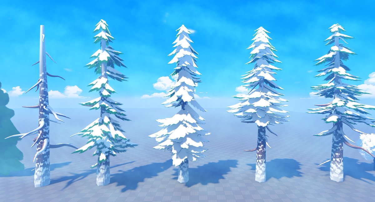 _3Leon's tweet photo. Tried my best trying to make these snowy pines as cold as possible :)
The snow areas even reflect in a glitter type way!
#RobloxDev https://t.co/mL9yRdICkF