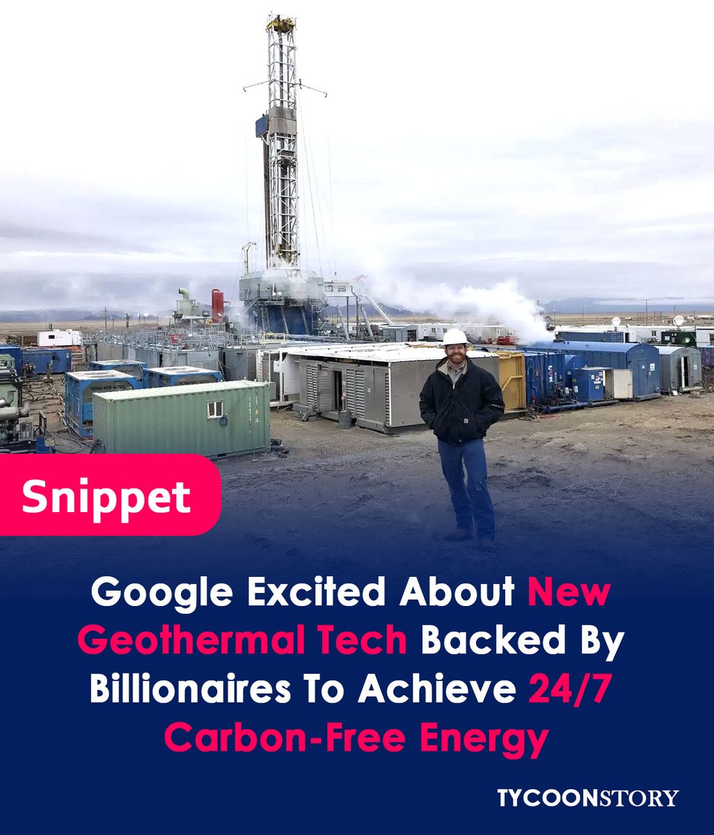 TycoonStoryCo's tweet image. Google excited about billionaire-backed geothermal tech for 24/7 carbon-free energy

#greenenergy #TechnologyBreakthrough #GeothermalSystem #RenewableEnergy #Google #CleanEnergy #CarbonFreeEnergy #GeothermalPower #USOperations #FutureOfEnergy @fervoenergy @Google