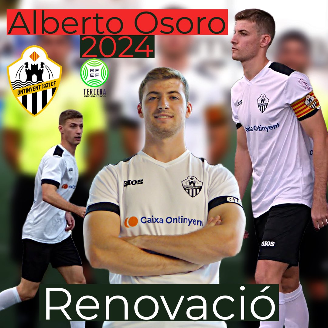 #Renovació És <a href="/AlbertoOsoro/">Alberto Osoro</a> El nostre capità (c) renova un any més amb el club de la seua vida. Amb sols 24 anys Alberto porta més de 150 partits amb l’<a href="/ontinyent1931cf/">Ontinyent 1931 CF</a> Aquest equip es sostenta amb ell com a pilar fonamental. Equilibri, potencia, pausa, etc podrien definir 1/2