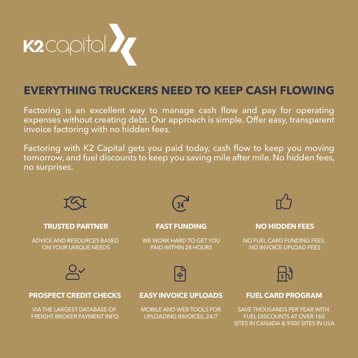 K2 Group (@wearektwo) on Twitter photo #Factoring with #K2Capital gets you paid today, cash flow to keep you moving tomorrow, and fuel discounts to keep you saving mile after mile. No hidden fees, no surprises.
Get a custom quote today 👇🏻
📞 416 335 7100 Ext. 710 or✉️ contact@k2petroleum.ca #Factoring with #K2Capital gets you paid today, cash flow to keep you moving tomorrow, and fuel discounts to keep you saving mile after mile. No hidden fees, no surprises.
Get a custom quote today 👇🏻
📞 416 335 7100 Ext. 710 or✉️ contact@k2petroleum.ca
