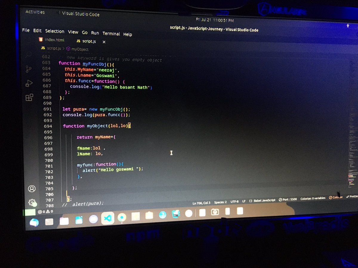 neerajnath155's tweet image. Today i will learned Basic #object  and some keywords  in #javScript :

✅Object declaration 
✅two types of objects creations :
1-Factory Function 
2-Construction functions
 these are making objects 🚀

#Keywords:
✅This
✅New 

#100daysofcode
#opensource
#webdevelopment 
#tech