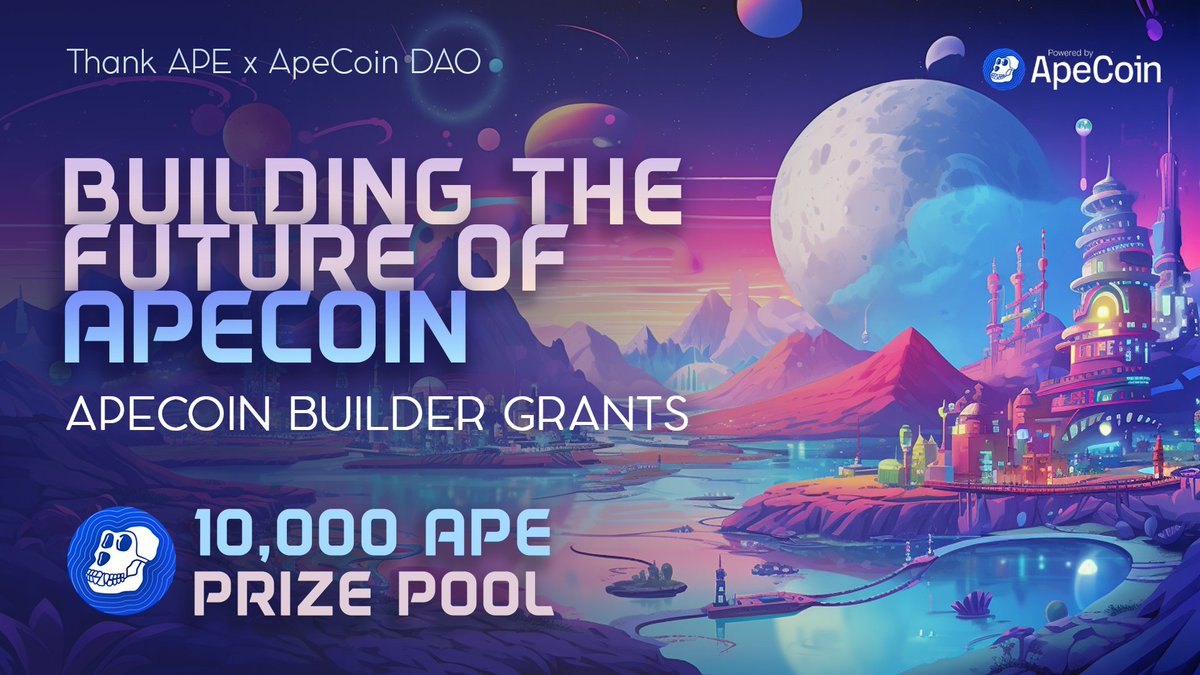 Attention ApeCoin ecosystem builders! Get ready to unleash your skills and shape @ApeCoin DAO with our thrilling #ApeCoinBuilders contest: 💫 Building the Future of ApeCoin! 💙 Read on to learn how to earn from a 10,000 $APE prize pool for builders!🧵