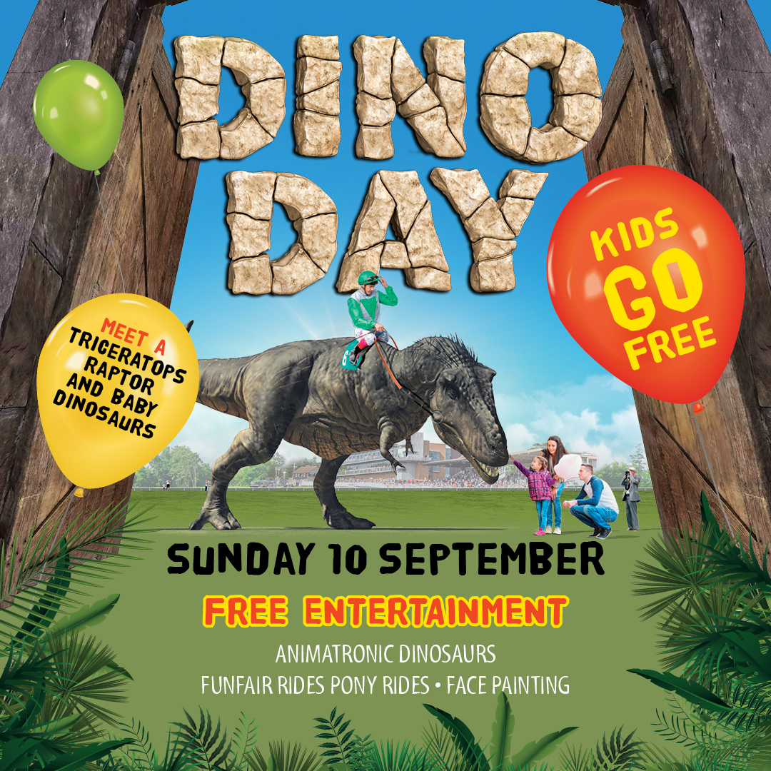 FontwellPark's tweet photo. The COLOSSAL news you have all been waiting for 🦕 
 
Join us for a thrilling day, packed full of adventure and entertainment! Meet the Triceratops, Raptors and other prehistoric creatures roaming the racecourse!

Sunday 10th Sept, KIDS GO FREE ➡️ https://t.co/QQ6D6pMm9J https://t.co/wQdXGhKvaF