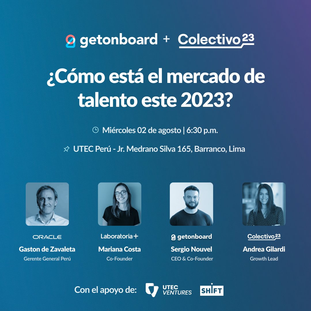 UTEC Ventures (@utecventures) on Twitter photo ¡Mantente al día con las tendencias del mercado! 🚀
Acompáñanos en el evento presencial y gratuito: ¿Cómo está el mercado de talento este 2023? organizado por <a href="/getonbrd/">Get on Board</a> y #Colectivo23.
🔗Regístrate aquí: lnkd.in/eZ_A_j5S ¡Mantente al día con las tendencias del mercado! 🚀
Acompáñanos en el evento presencial y gratuito: ¿Cómo está el mercado de talento este 2023? organizado por <a href="/getonbrd/">Get on Board</a> y #Colectivo23.
🔗Regístrate aquí: lnkd.in/eZ_A_j5S