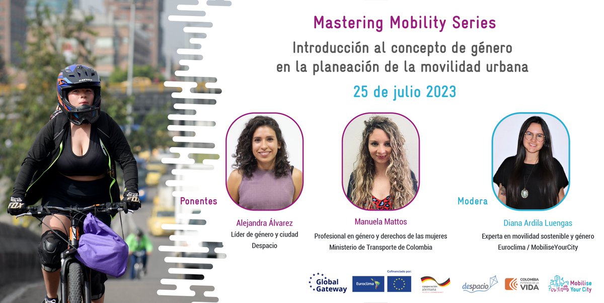 MobiliseCityLAT's tweet photo. Estas son las expertas de la región 👩‍💼 que abordarán conceptos clave y la  importancia del enfoque de #género en la planificación de la #movilidad. 🚴‍♀️🏙💜
 
¡Agenda esta capacitación! ¡No queremos que te la pierdas!
 
 Registro 👉 https://t.co/iMYZq0r0hS https://t.co/npT6sg9aRh