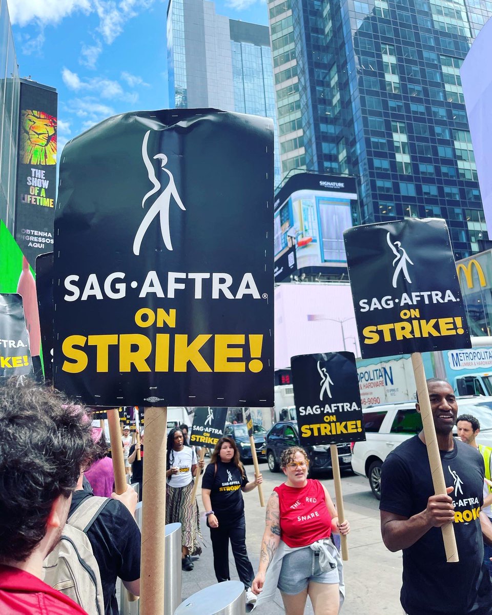 Sweatin’, Stinkin’, &amp; Strikin’ in Times Square. Let’s go <a href="/sagaftra/">SAG-AFTRA</a>! #SAGAFTRAstrike #SAGAFTRAstrong