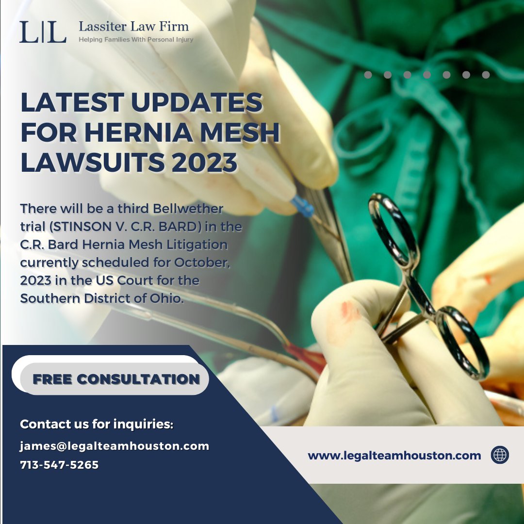 Latest Updates for Hernia Mesh Lawsuits. Call to Schedule a Free Consultation with a Hernia Mesh Injury Lawyer in Texas Today 713-843-7635. 

#LassiterLawFirm #HoustonPersonalInjury #HoustonPersonalInjuryLawyer #HerniaMesh