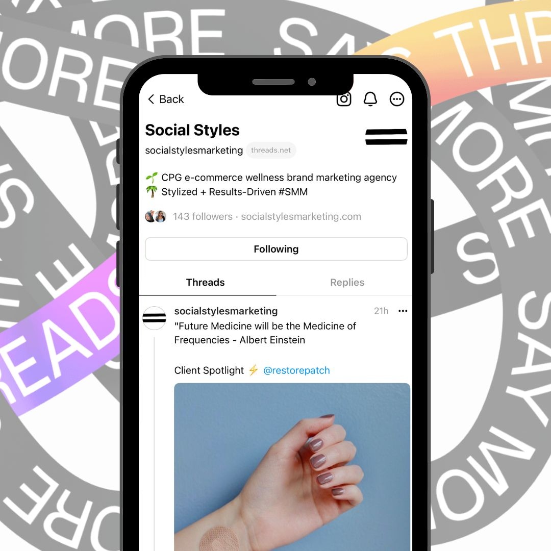 SocialStylesSMM's tweet photo. We're on @threads 🪡

Follow along as we provide tips, insights and more!
.
.
. 
#socialmediatips #socialmedia101 #socialmediastylist #wellnessbusiness #wellnessbrand #SocialStyles #socialstylesmarketing https://t.co/e7c2NydnCM