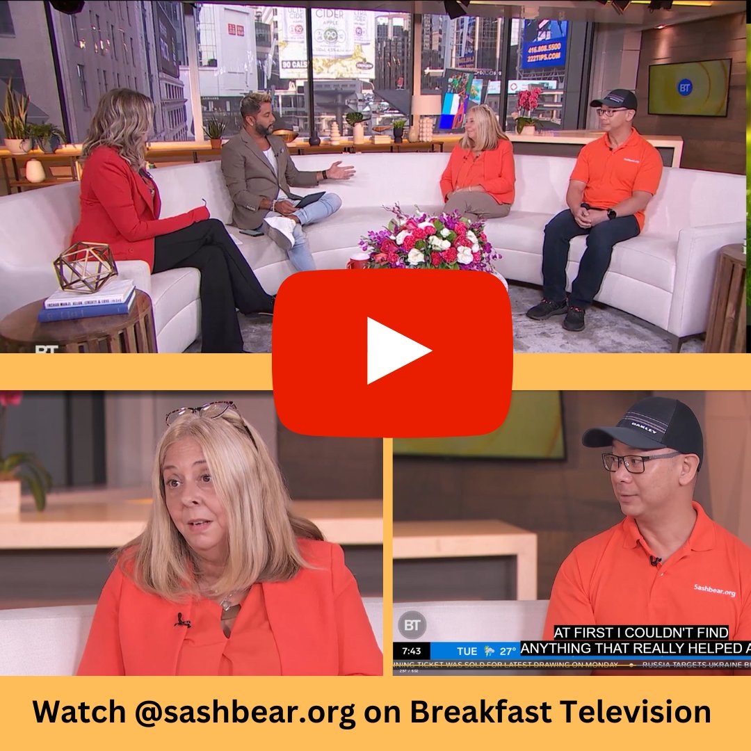 SashbearOrg's tweet image. Sashbear President, Lynn Courey &amp;amp; Director Paul Kung visit @breakfasttv 
this week to talk about Sashbear and Family Connections: buff.ly/3Q2nW6n 

Visit us at buff.ly/3UPfDv9 

#TheMoreYouKnow #BPD #SuicidePrevention #EndTheStigma #FamilyConnections #Skills #Hope