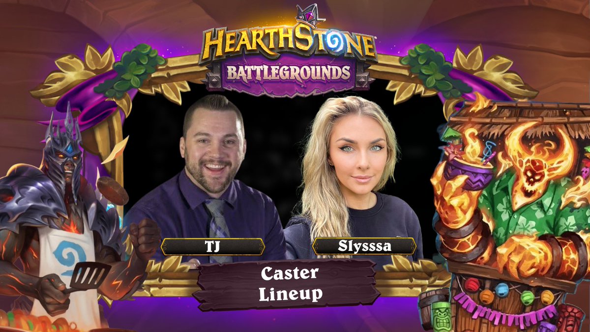 Lobby Legends: Summer Championship begins tomorrow! Let’s give a warm welcome to our casters for the weekend - one&amp;only <a href="/Azumoqt/">TJ Sanders</a> and our beloved special guest <a href="/Slysssa/">Slysssa</a>

Join us tomorrow (at 9am PDT):

🔴 YouTube.com/Hearthstone
🟣 Twitch.tv/Playhearthstone

#HSEsports #BGLL11