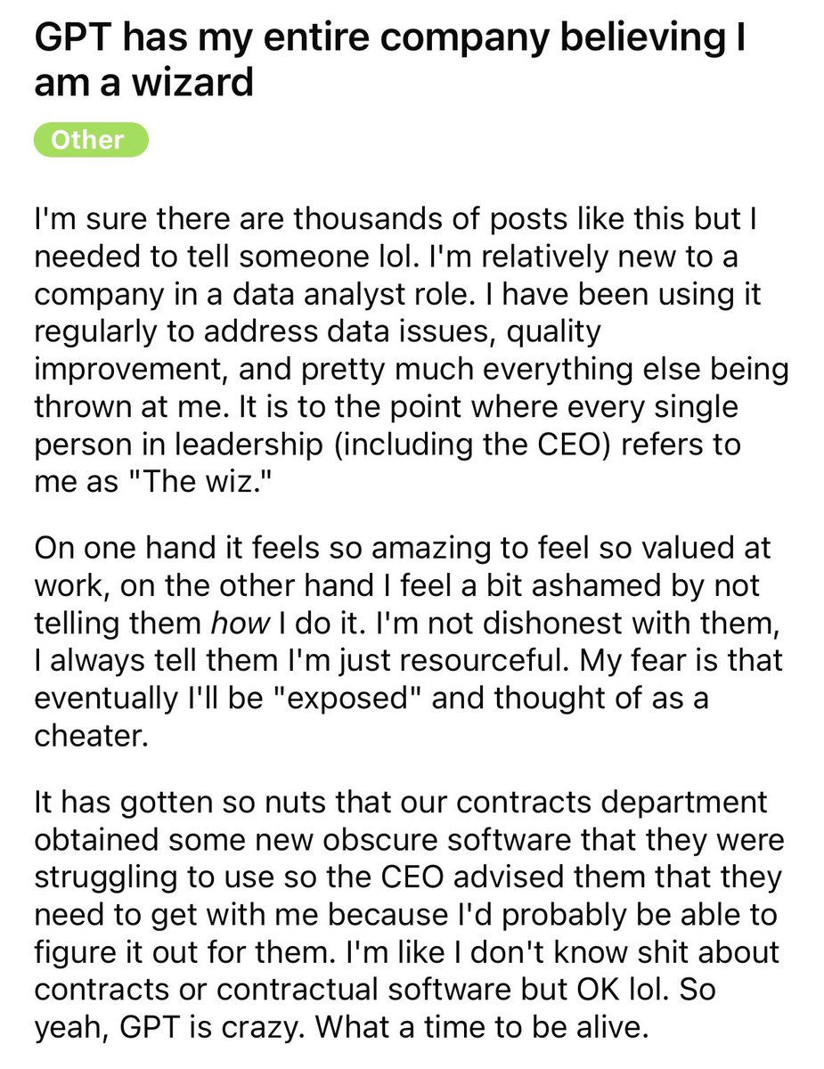 fabianstelzer's tweet photo. new “productivity paradox” just dropped 

as enterprise might struggle to adopt AI top down, employees easily do this bottom up, but have no economic incentive to pass on those gains to the wider org necessarily https://t.co/7SkWgahkMv