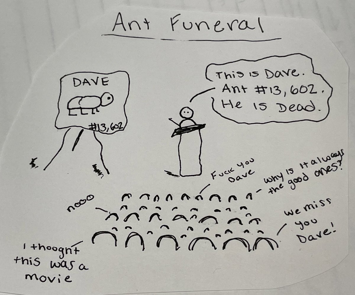 katiegoldbergg's tweet photo. ant funeral https://t.co/3w3w1QYdVQ