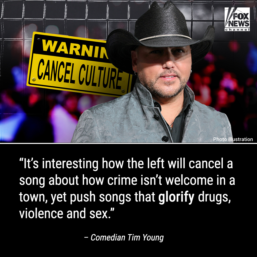 FoxNews's tweet photo. NOT IN THIS 'SMALL TOWN': Comedian exposes liberal hypocrisy and explains why @Jason_Aldean won't be canceled: https://t.co/UDMBtEjYsm https://t.co/XgpwgKtKrK